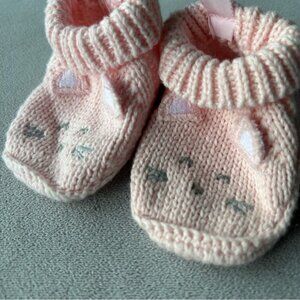 3 for $25 ~ Knit Kitty Cat Baby Boot Slippers ~ Baby Size 0-3 Months